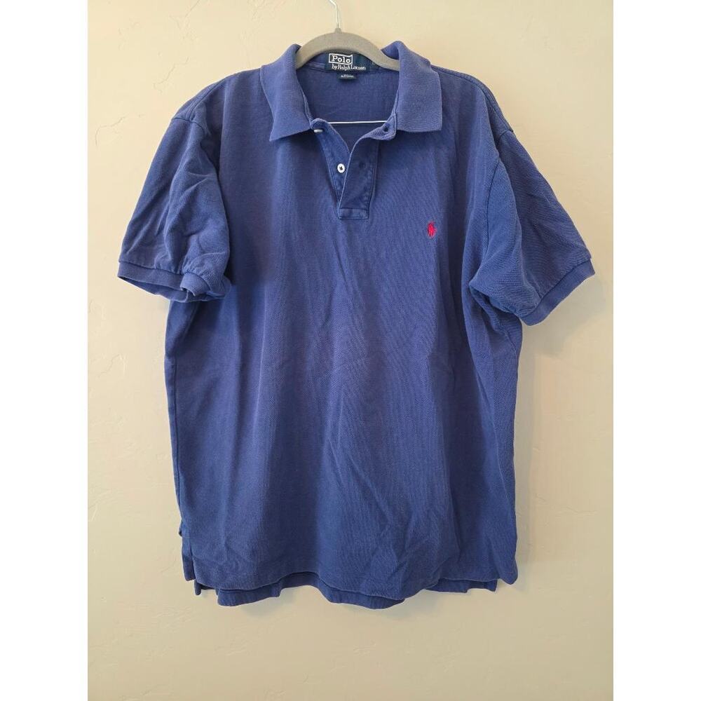 Polo Ralph Lauren Blue Classic Polo Shirt Size Large Cotton Preppy